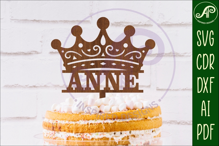 Personalized Crown cake topper SVG laser cut