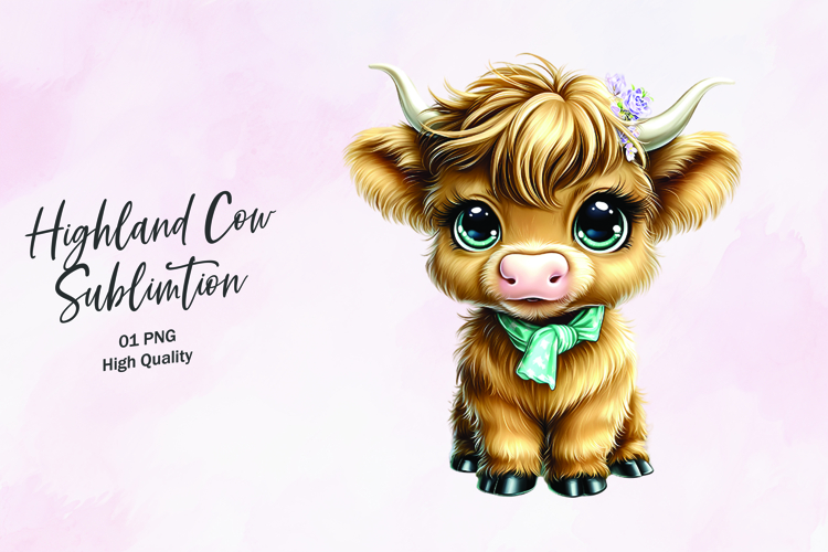 Highland Baby cow clipart sublimation png