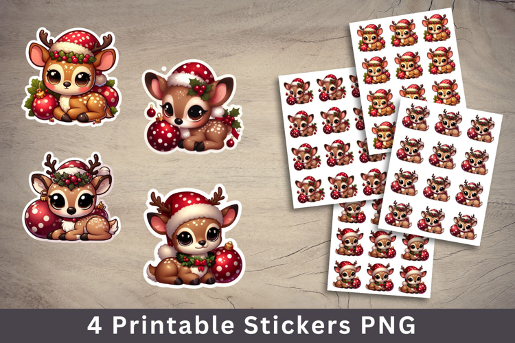 christmas printable sticker - baby reindeer