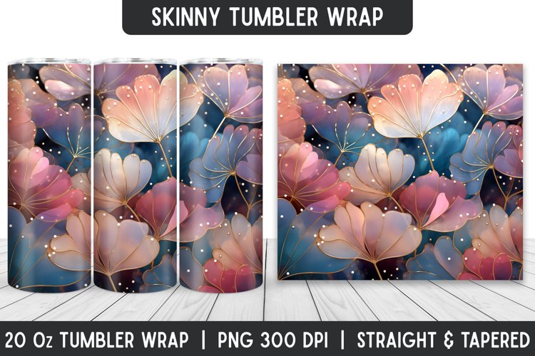 Flower Tumbler Wrap | 3D Sublimation | Skinny Tumbler