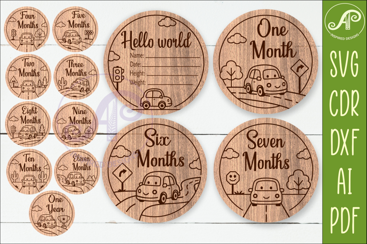 Car Baby Milestone Discs SVG, Cute Vehicle Photo Props