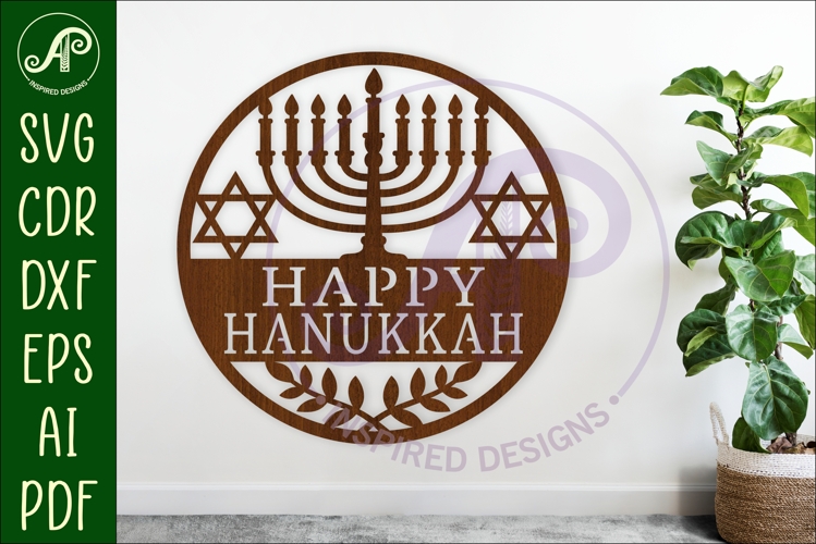 Happy Hanukkah wall sign svg laser cut