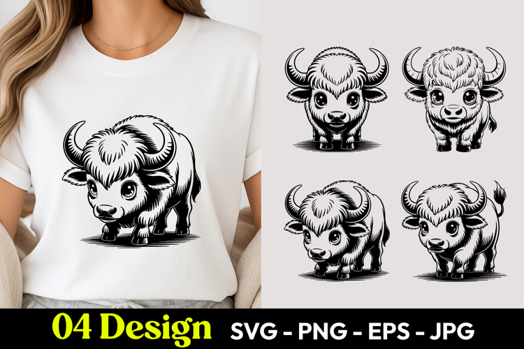 Cute Baby Bison T Shirt Design