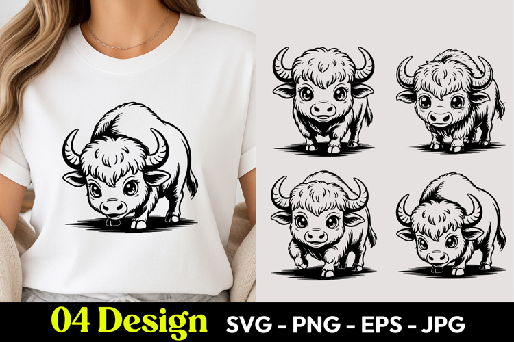 Cute Baby Bison T Shirt Design
