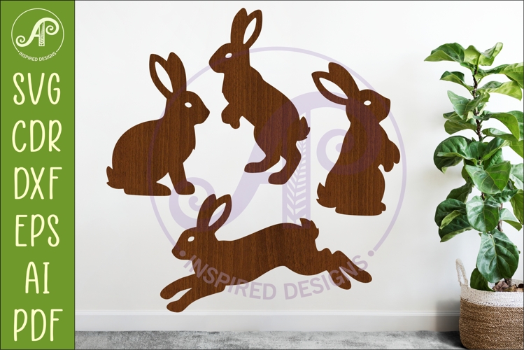 Woodland animal Silhouette rabbits for laser cutting