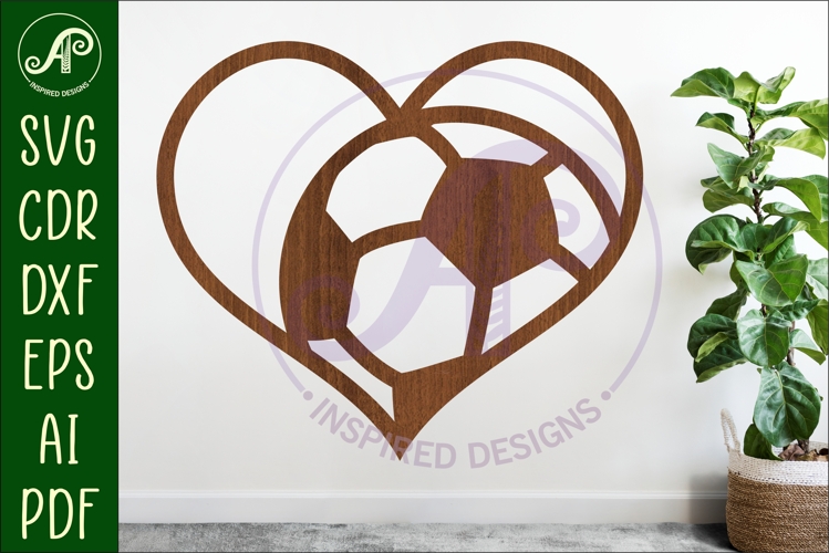 Soccer ball heart laser cut wall sign