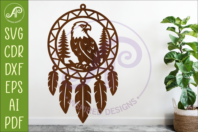 Eagle Dreamcatcher Laser Cut File, Wild Animal Wall Art SVG