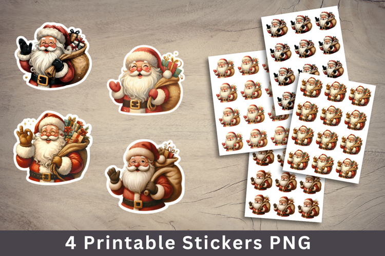 christmas printable sticker - santa claus