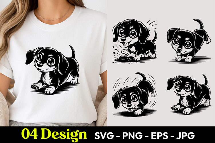 Cute Dachshund Puppy T Shirt Design