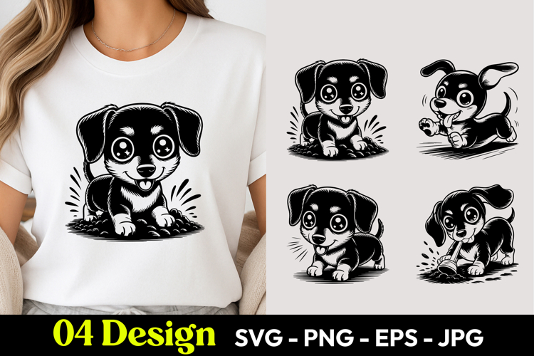 Cute Puppy Digging Ground T Shirt Design