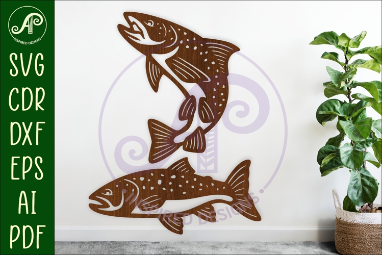 Trout fish Silhouette laser cut wall art