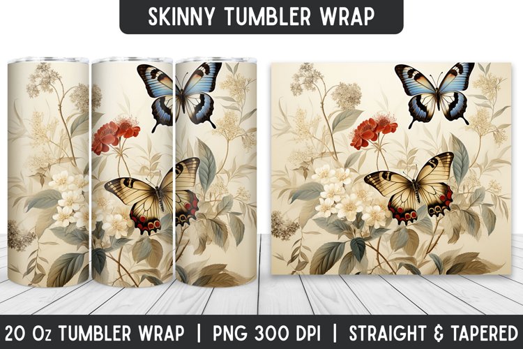 Flower Tumbler Wrap | 3D Sublimation | Skinny Tumbler