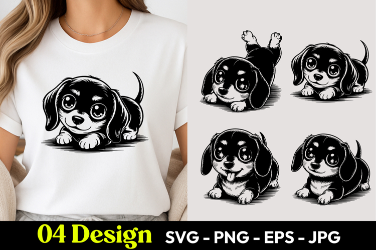 Cute Dachshund Puppy Lying Down T Shirt Design SVG