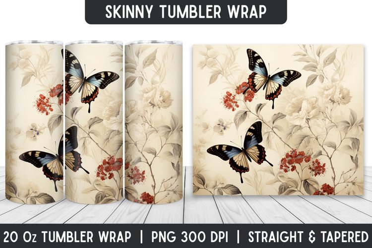 Flower Tumbler Wrap | 3D Sublimation | Skinny Tumbler