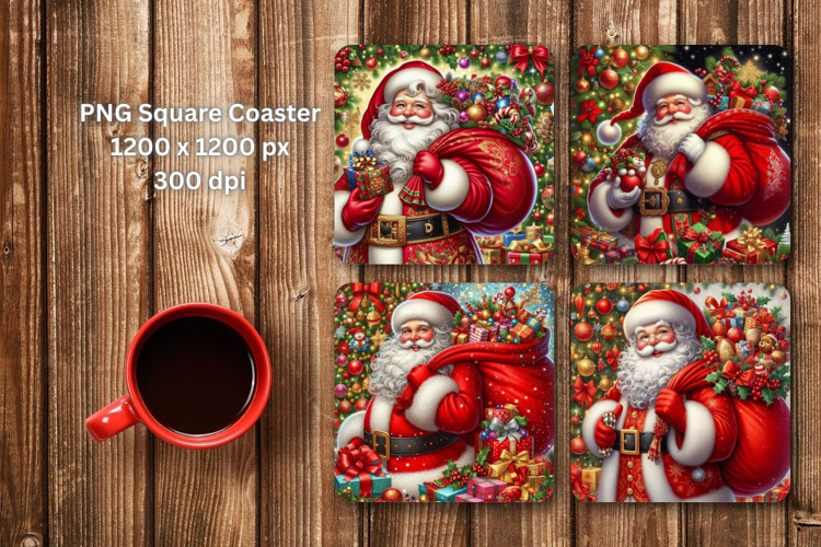 square coaster - christmas santa claus