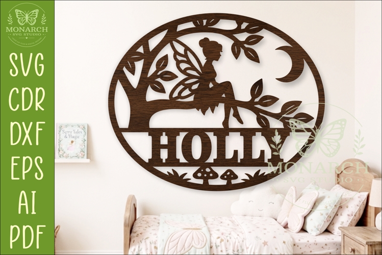 Enchanted Fairy Name Sign SVG | Woodland Nursery Laser Cut