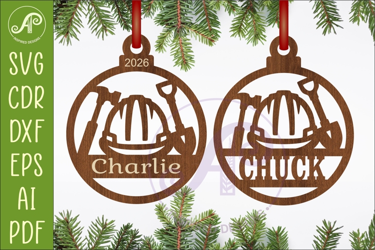 Construction Worker Christmas Ornament Laser Cut