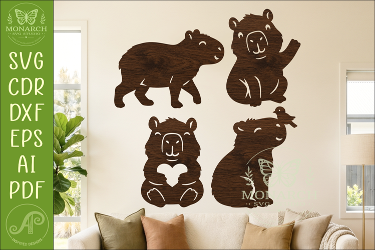 Cute Capybara Silhouettes 4 Capybara Animal Cut Files 1
