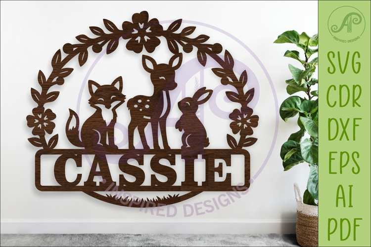 Woodland Nursery Name Sign SVG, Deer Fox Bunny