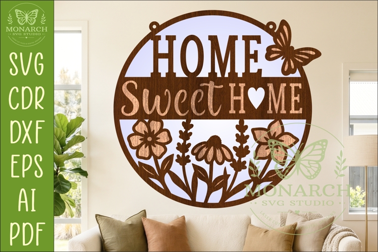 Home Sweet Home Layered SVG | Round Farmhouse Wall Sign