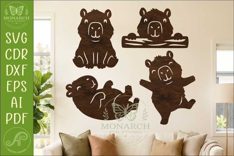 Cute Capybara Silhouettes 4 Capybara Animal Cut Files 2