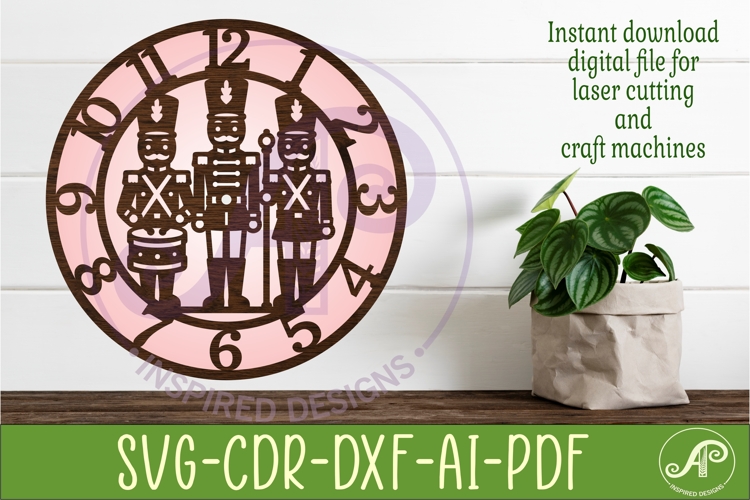 Toy Soldier Clock SVG Designs Christmas Nutcracker Clocks