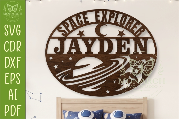 Space Explorer Name Sign SVG, Personalized Planet Decor