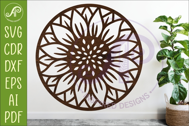 Sunflower Flower Wall Art SVG | Round Floral Laser Cut File