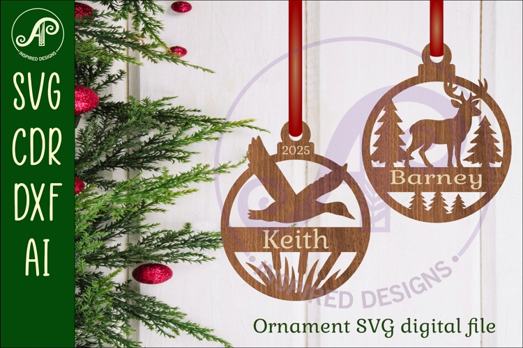 Deer and Duck Hunters personalized Christmas Ornament SVG