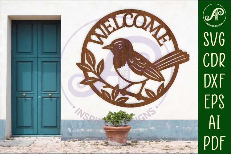 Welcome Willie Wagtail wall sign, SVG file. vector sign