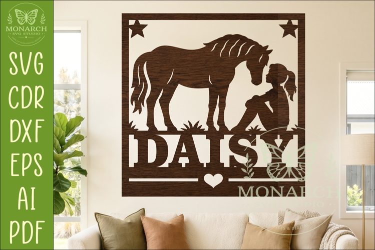 Personalized Horse Girl Name Sign SVG. Equestrian Decor
