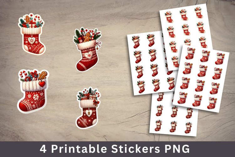 christmas printable sticker - stocking