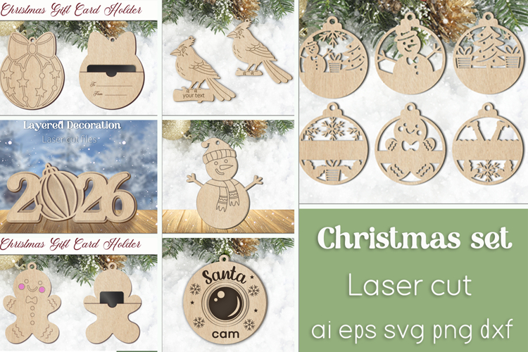 Christmas ornament laser cut, 2026 Wooden decoration