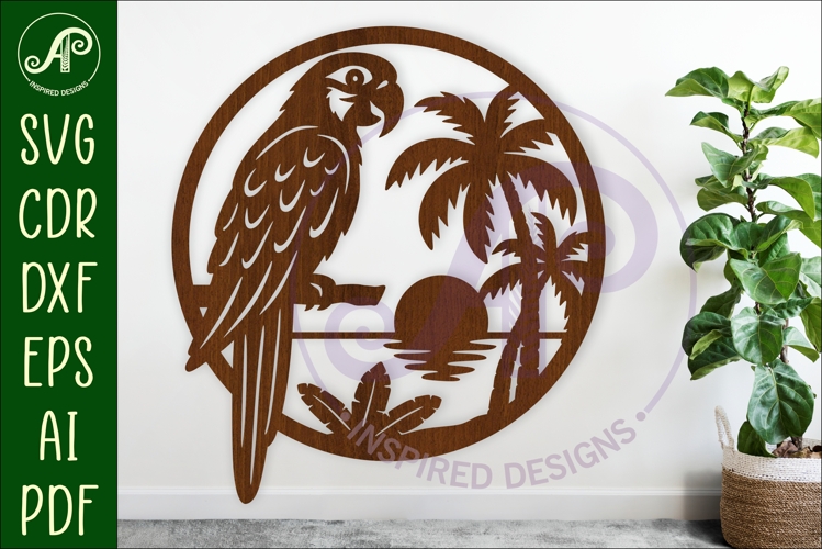 Parrot bird wall sign svg laser cut file