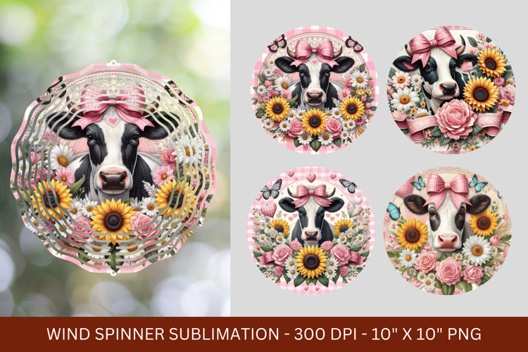 wind spinner - plaid sunflower cow