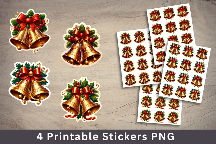 christmas printable sticker - christmas bell