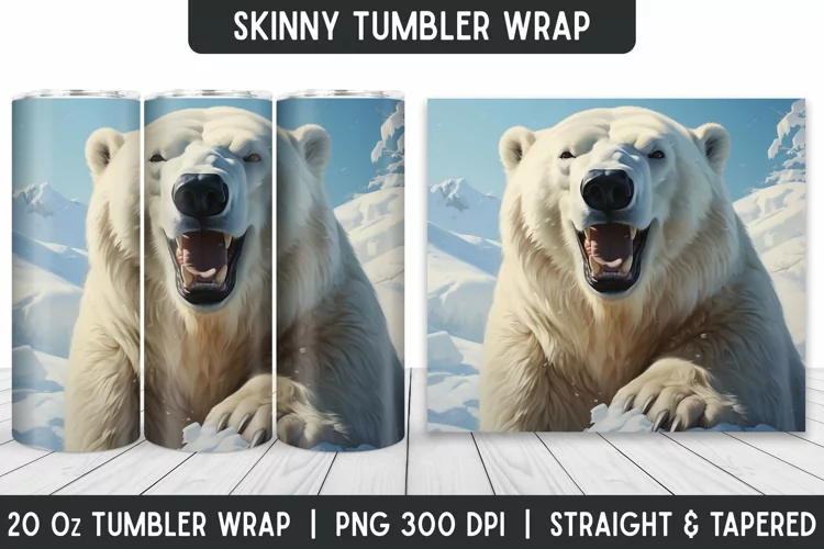 White Bear Tumbler Wrap | Sublimation Tumbler | Tumblers