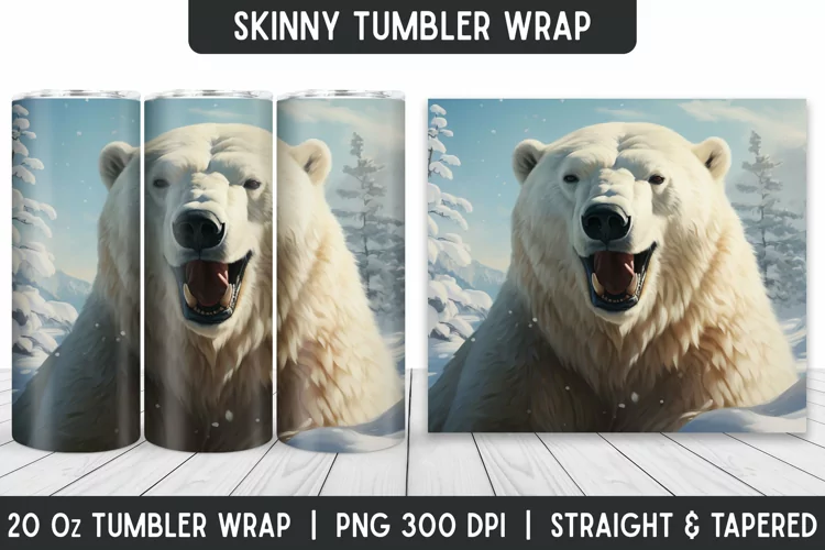 White Bear Tumbler Wrap | Sublimation Tumbler | Tumblers