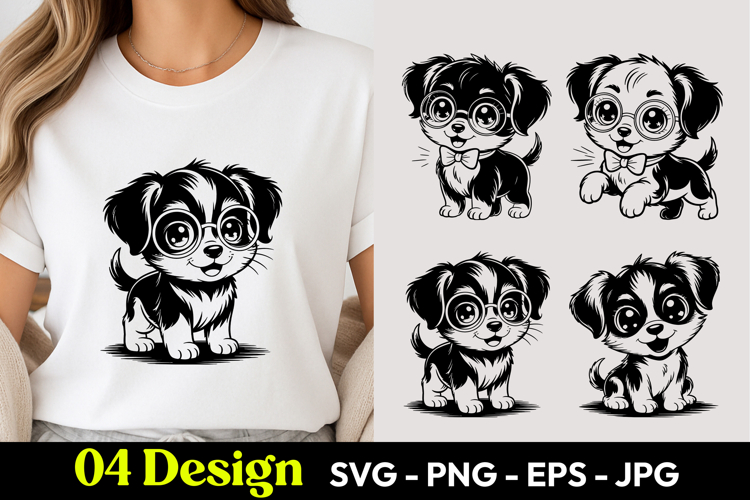 Black Puppy Face SVG PNG