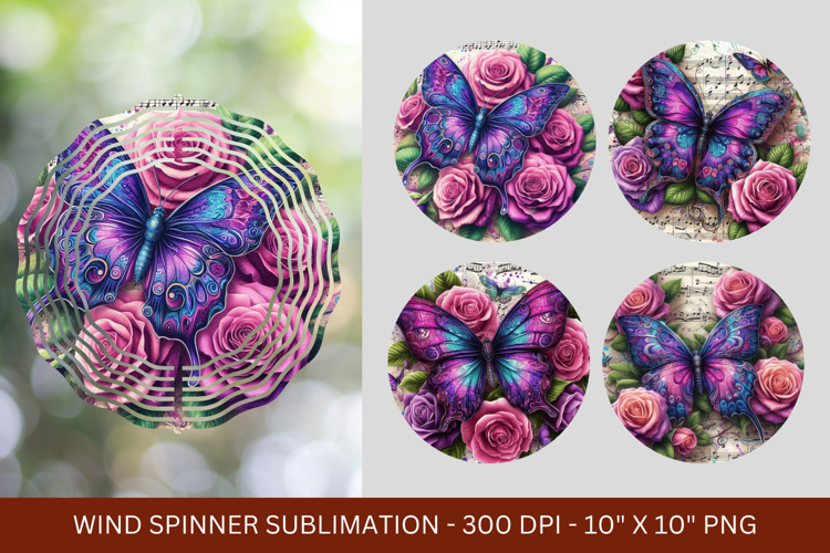 wind spinner - floral rose butterfly