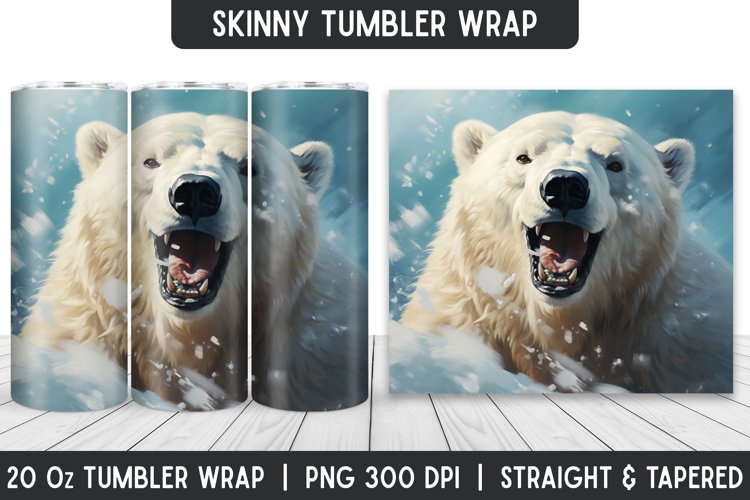 White Bear Tumbler Wrap | Sublimation Tumbler | Tumblers example image 1
