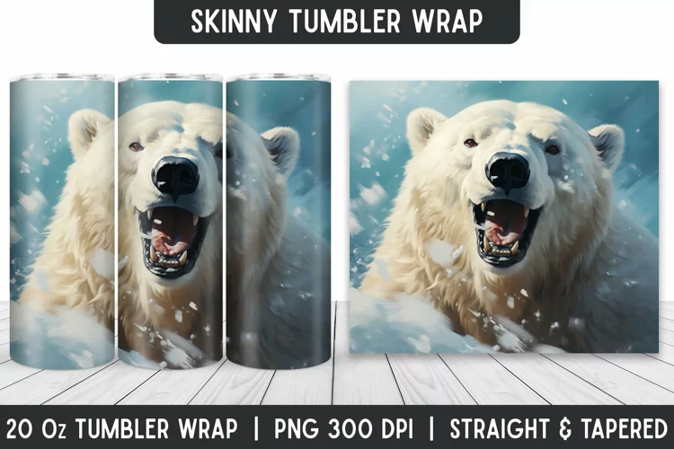 White Bear Tumbler Wrap | Sublimation Tumbler | Tumblers