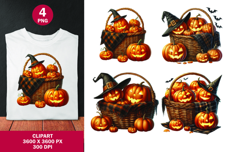 halloween clipart png - pumpkins in the basket