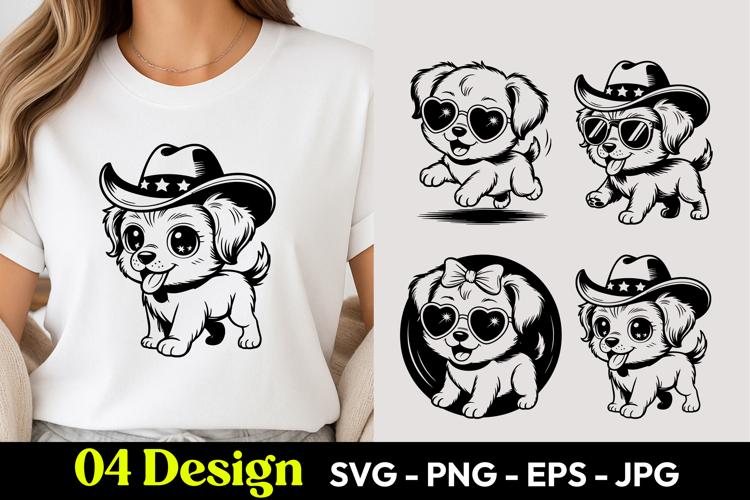 Cowboy Puppy Cartoon SVG PNG