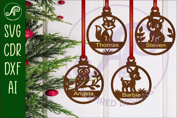 Cute woodland animals Christmas Ornament SVG