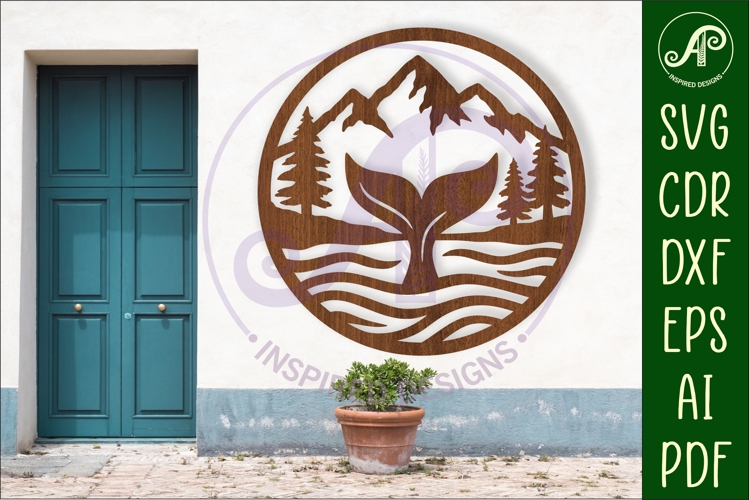 Whale tail wall sign, SVG file. vector sign