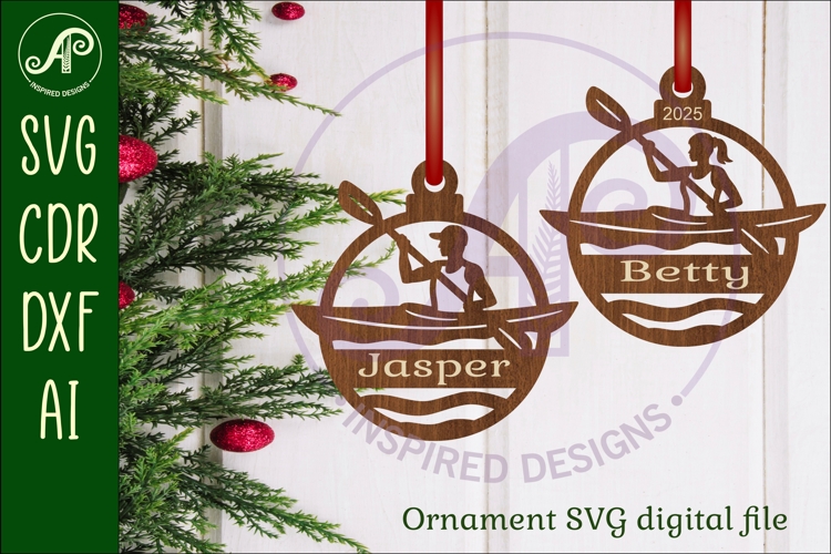 Kayaking personalized Christmas Ornament SVG