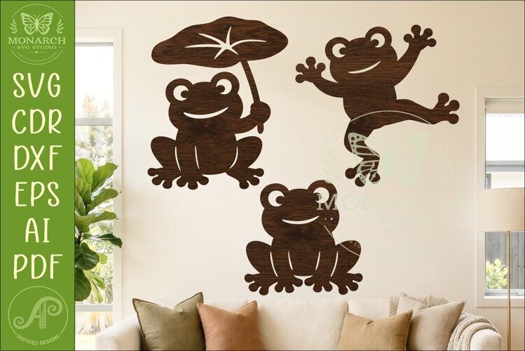 Cute Frog Silhouette Shapes. Funny Frogs 1 example image 1