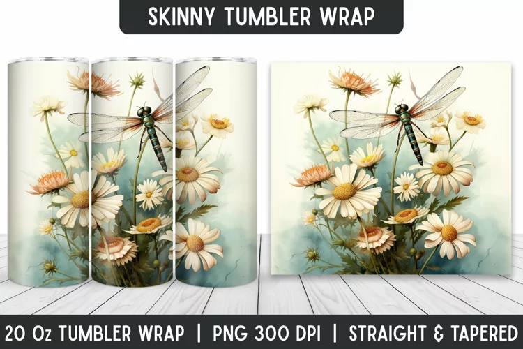 Flower Tumbler Wrap | 3D Sublimation | Skinny Tumbler