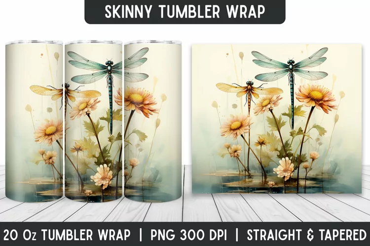 Flower Tumbler Wrap | 3D Sublimation | Skinny Tumbler